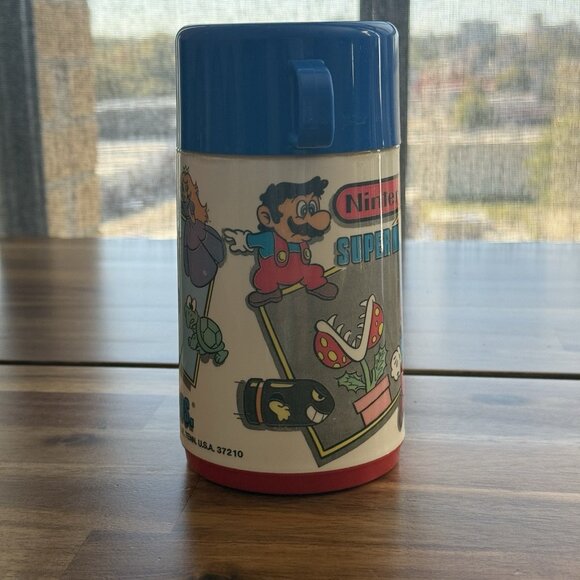 VTG 1988 Aladdin Super Mario Nintendo Plastic Lunchbox Thermos Cup Lunch Box RD - Picture 16 of 16